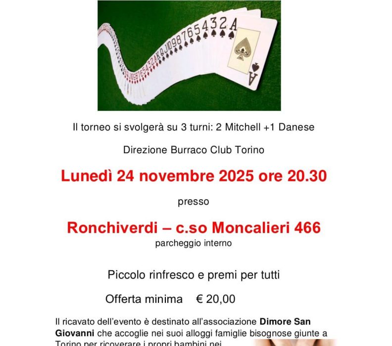 12° Torneo di Burraco di Betty: solidarietà e gioco per una buona causa